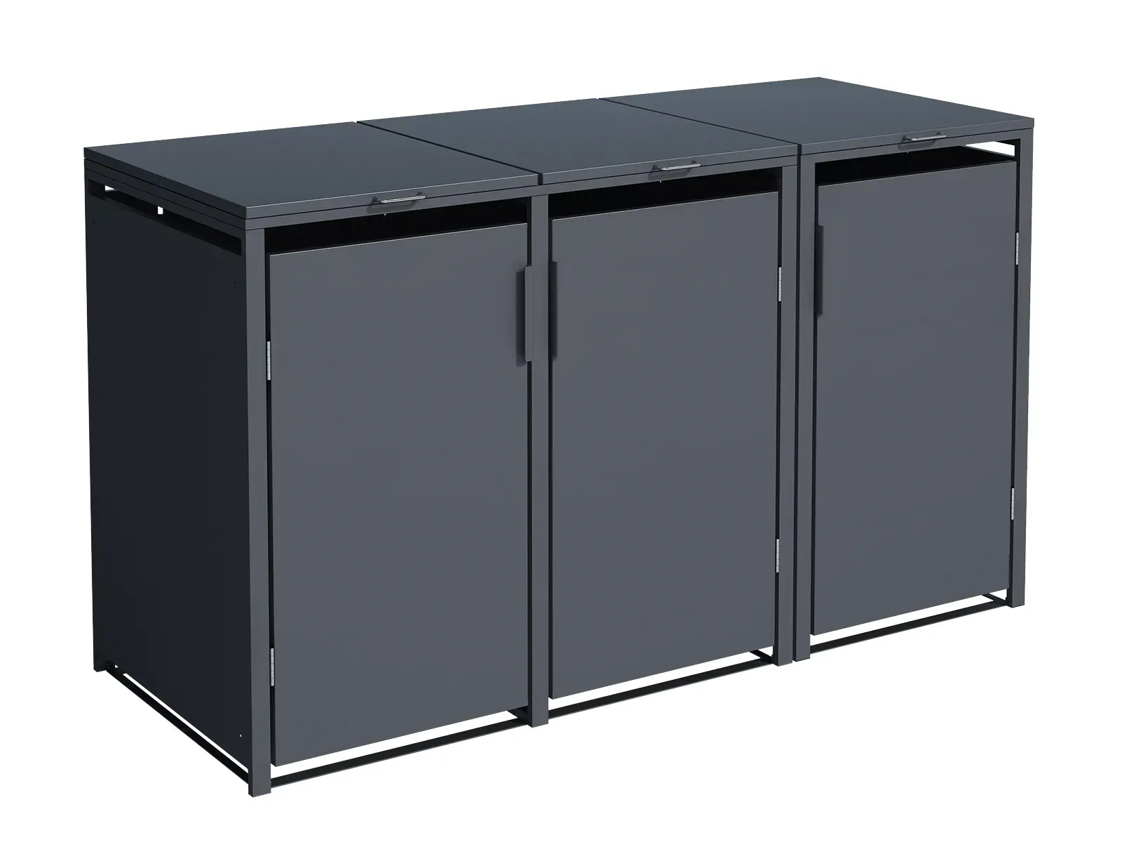 Anthracite Grey Solid Panel Wheelie Bin Storage - Triple Bin Store - Image 4
