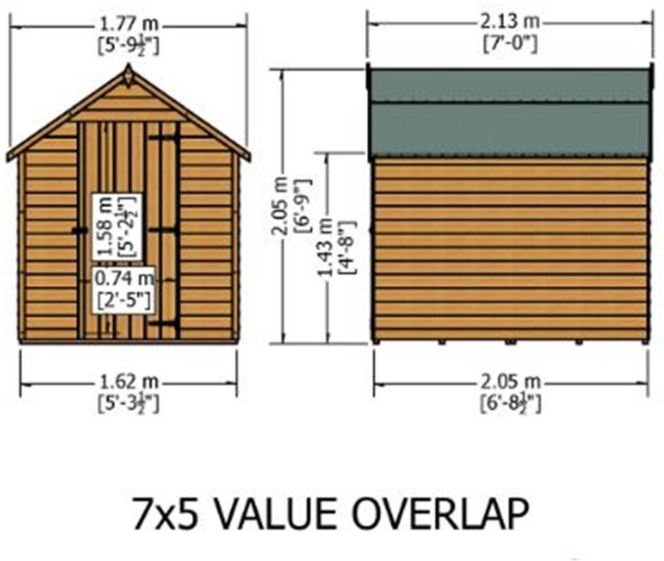 Shire Value Overlap 7ft x 5ft Shed - Windowless - Image 6
