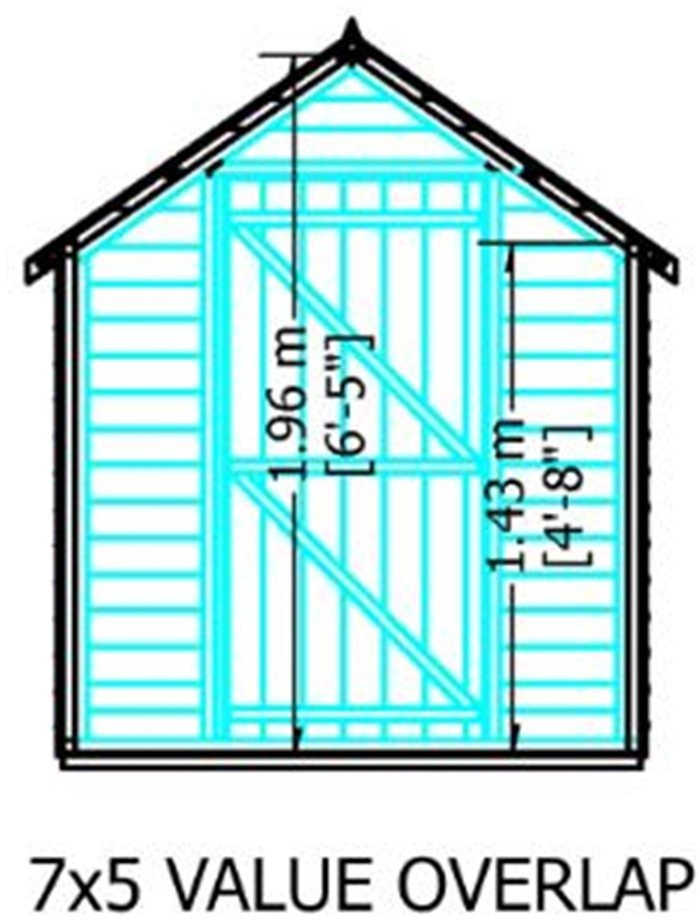 Shire Value Overlap 7ft x 5ft Shed - Windowless - Image 5