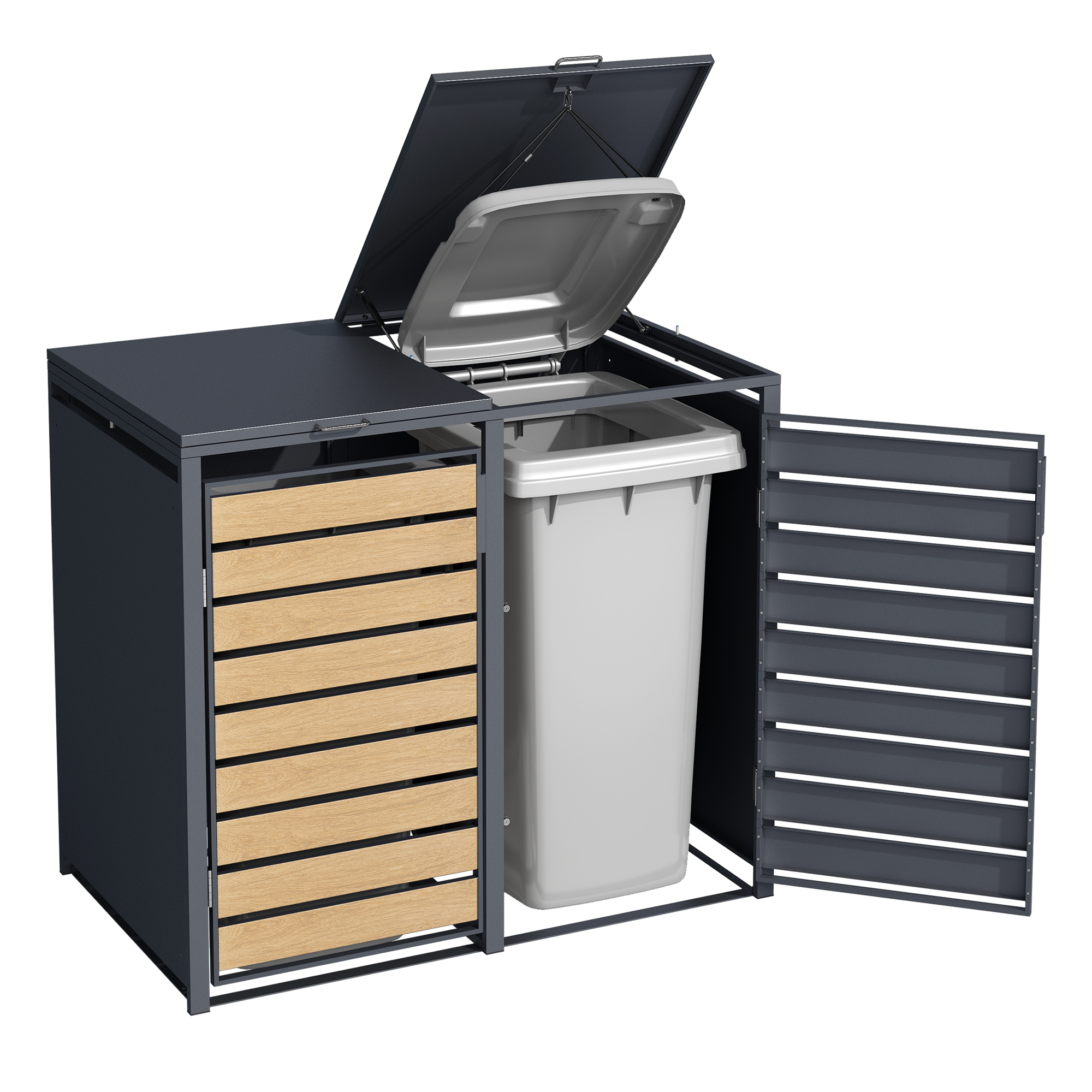 Double Wheelie Bin Store by Garden Guard - Premium Range Storage in Wood Effect - Image 3