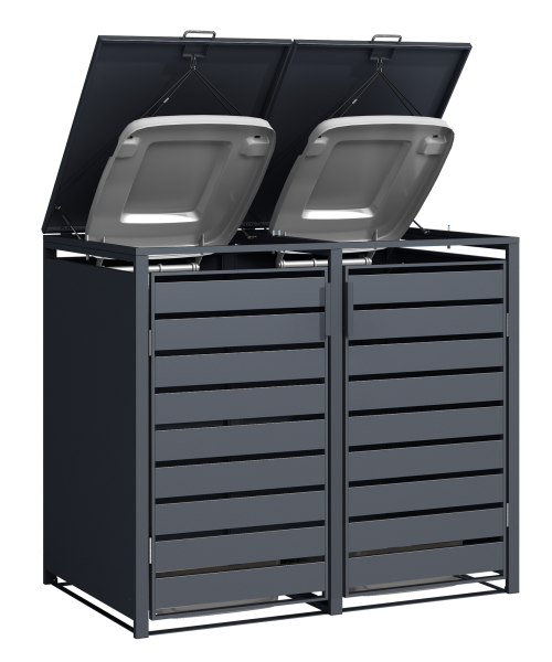 Double Wheelie Bin Store by Garden Guard - Premium Range Storage in Anthracite Grey