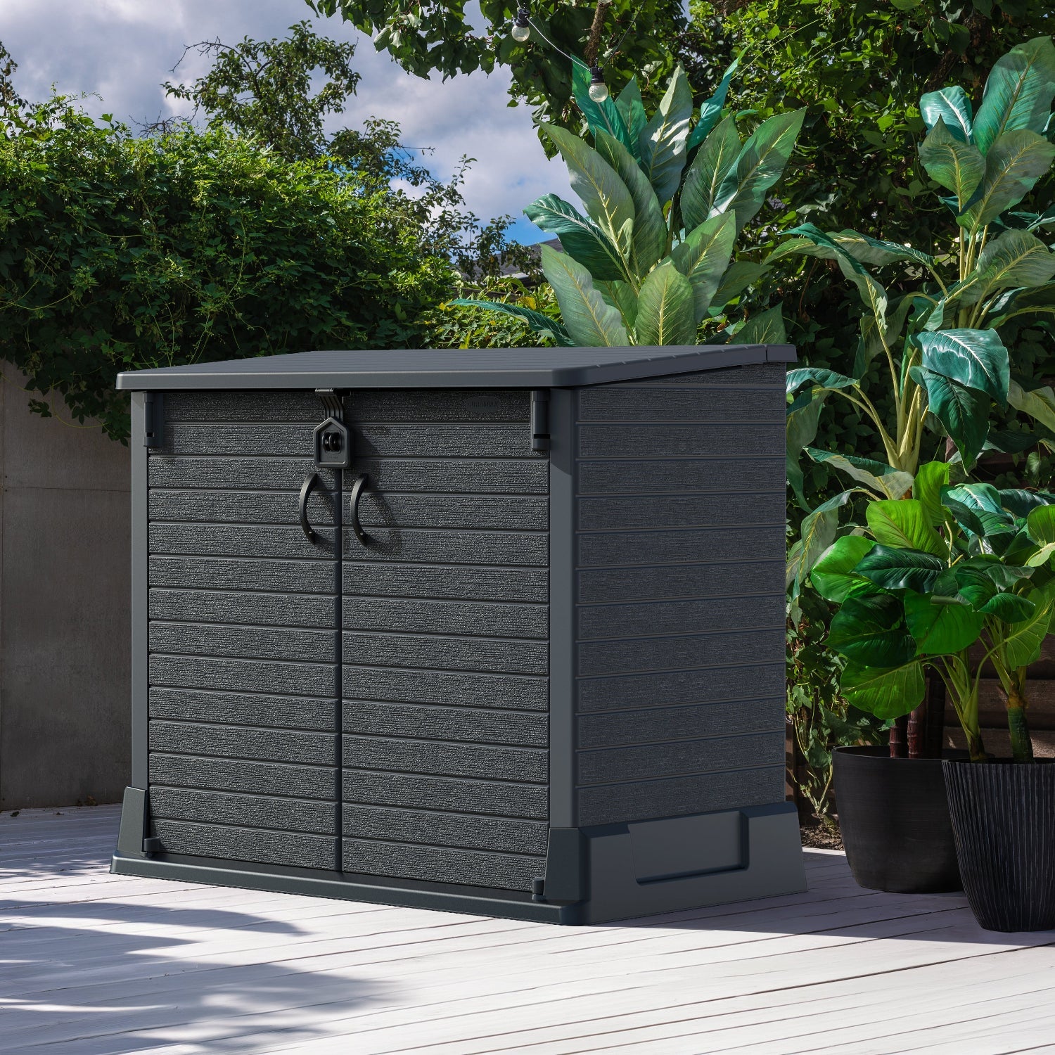 Duramax StoreAway Cedargrain Plastic Garden Storage Box - 850L - Grey - Image 2
