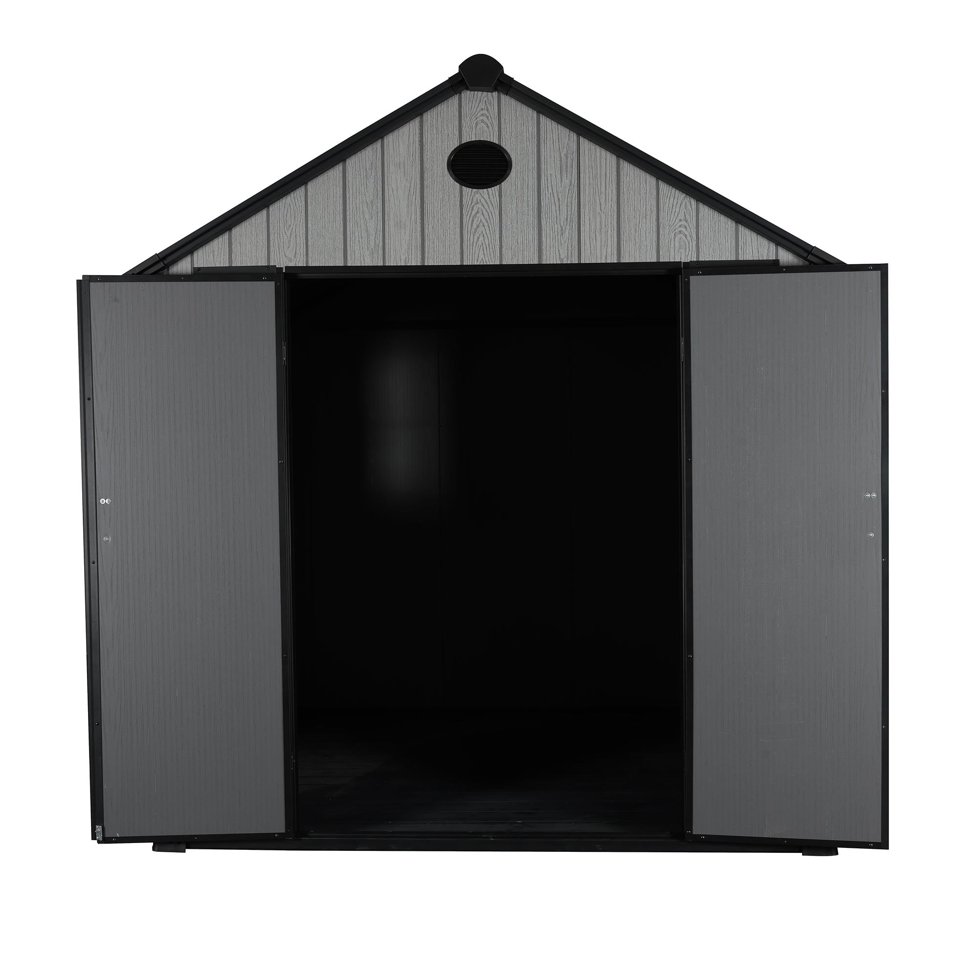 Pro Grade 6ft x 12ft Premium Plastic Double Door Garden Shed - Grey Wood Touch Texture - Image 8