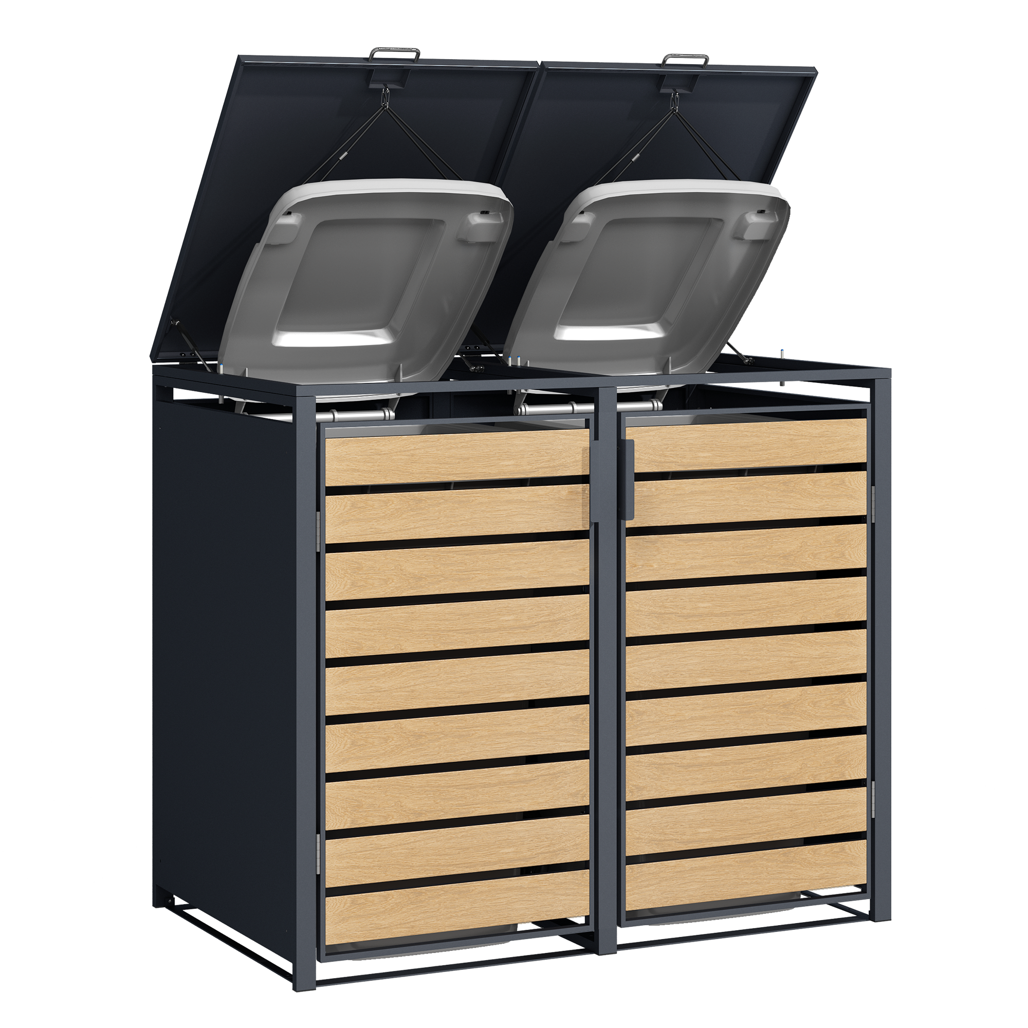 Double Wheelie Bin Store by Garden Guard - Premium Range Storage in Wood Effect