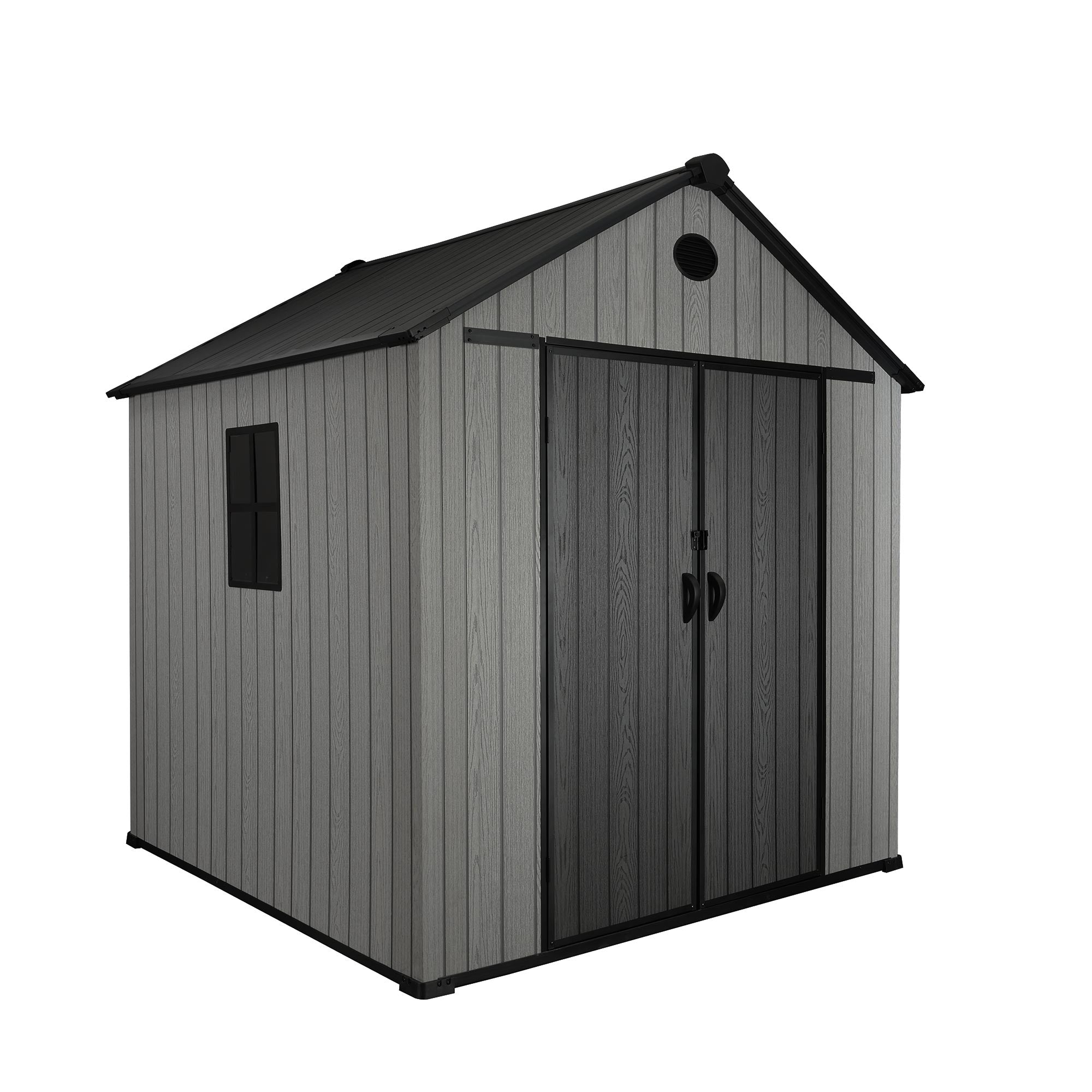 Pro Grade 6ft x 10ft Premium Plastic Double Door Garden Shed - Grey/Anthracite Wood Touch Texture - Image 8