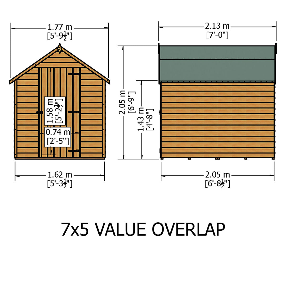 Shire Garden Value Overlap 7ft x 5ft Pressure Treated Shed - Image 8
