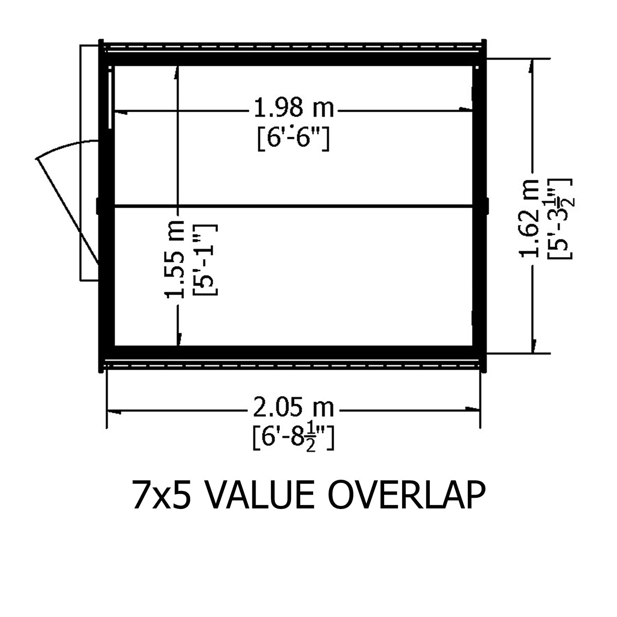 Shire Garden Value Overlap 7ft x 5ft Pressure Treated Shed - Image 9