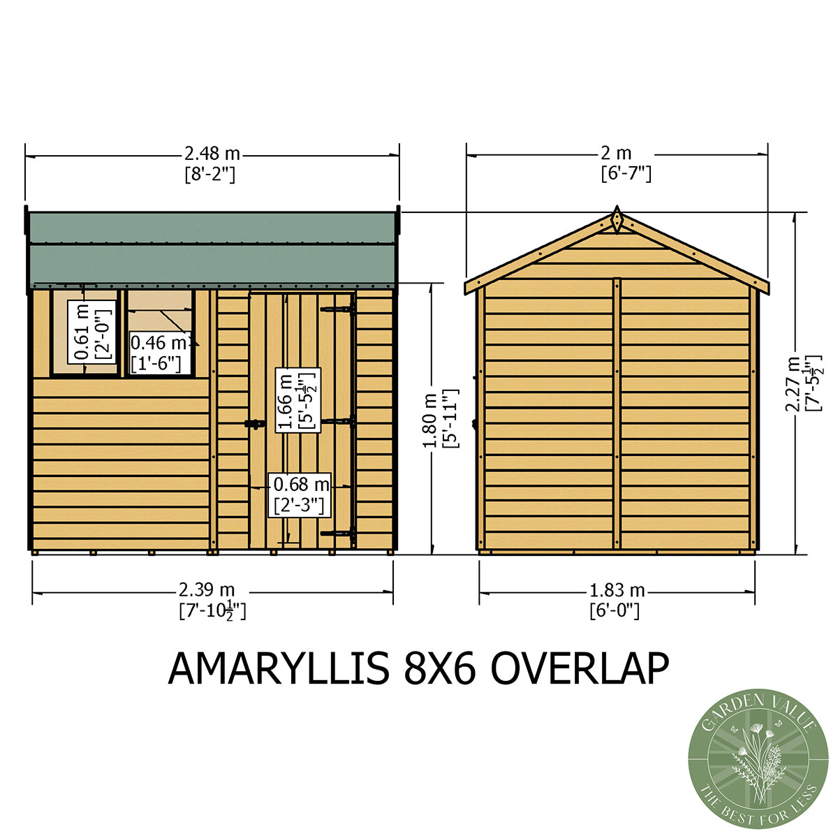 Shire Garden Value Overlap 6ft x 8ft Reverse Apex Shed - Image 11