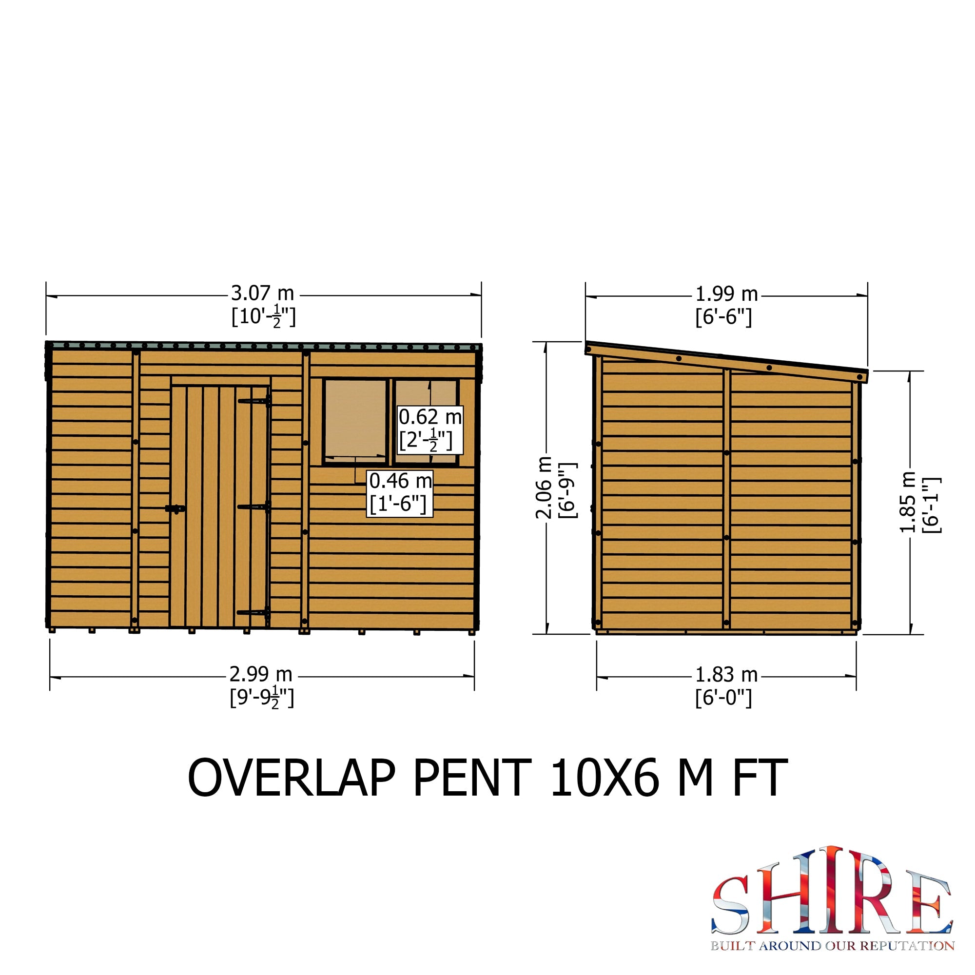 Shire Overlap 10ft x 6ft Pent Shed - Image 7