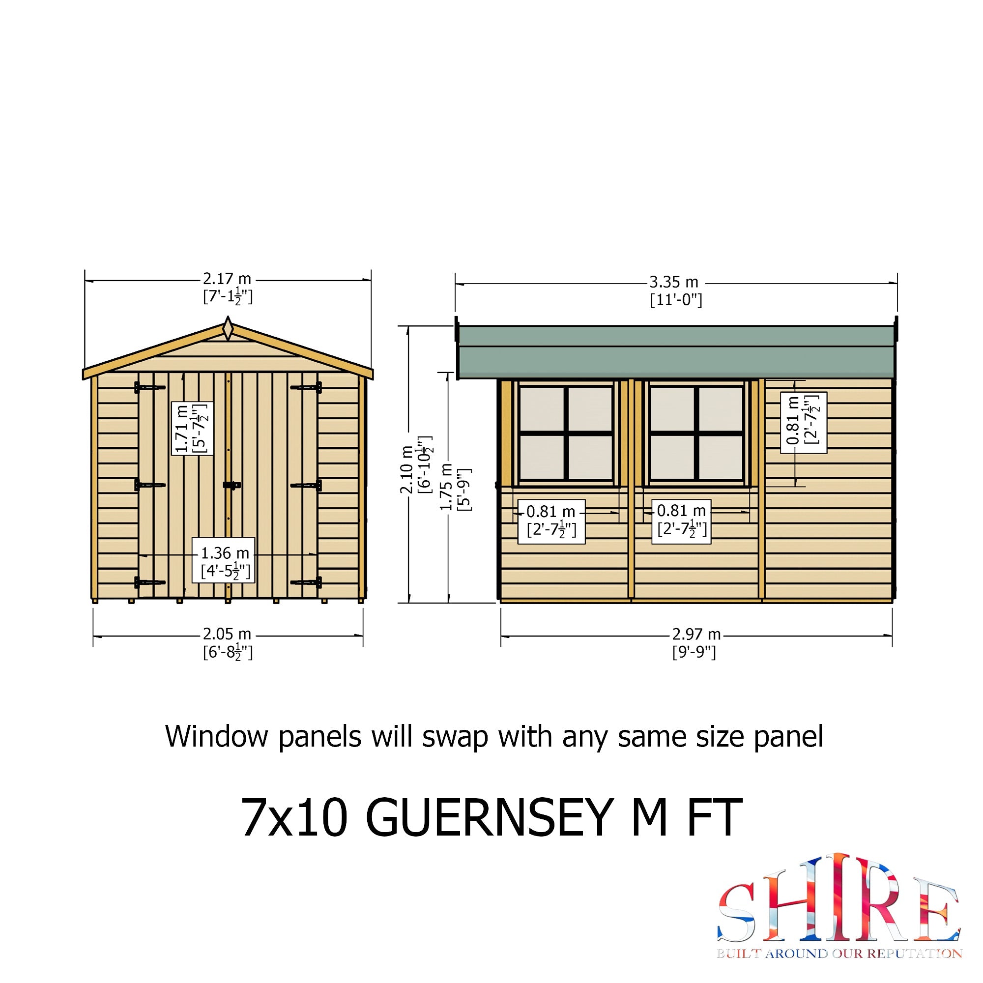 Shire Guernsey 10ft x 7ft Shiplap Apex Shed - Image 9
