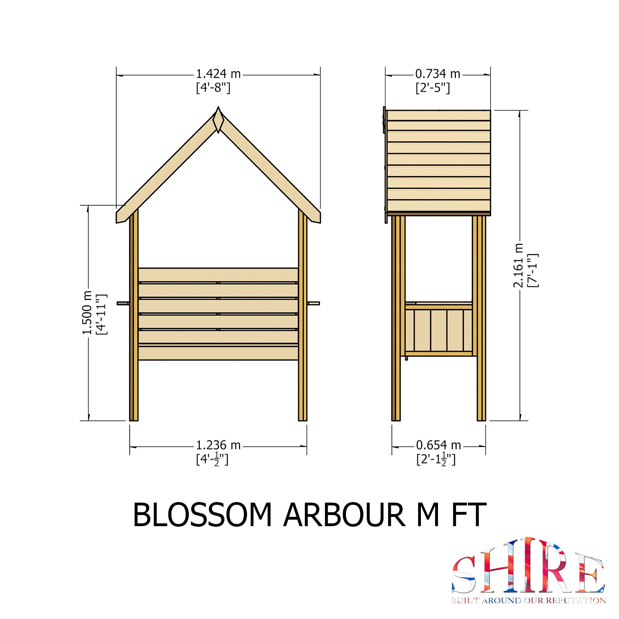 Shire Blossom Arbour 2ft x 4ft - Pressure Treated - Image 8