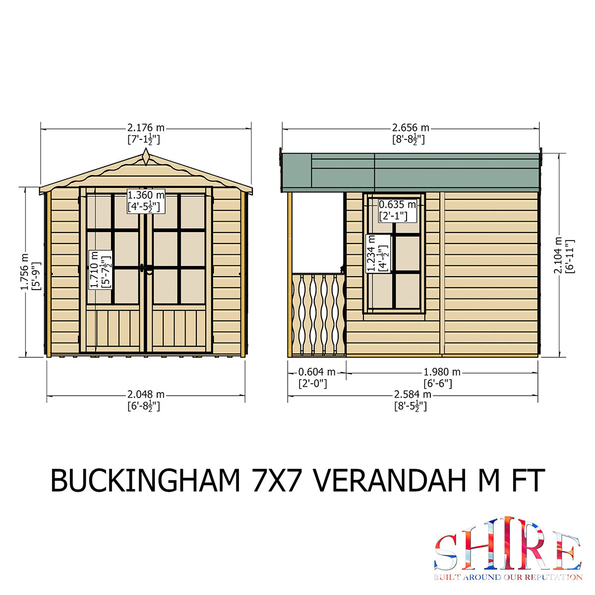 Shire Buckingham 7ft x 10ft Summerhouse With Verandah - Image 10
