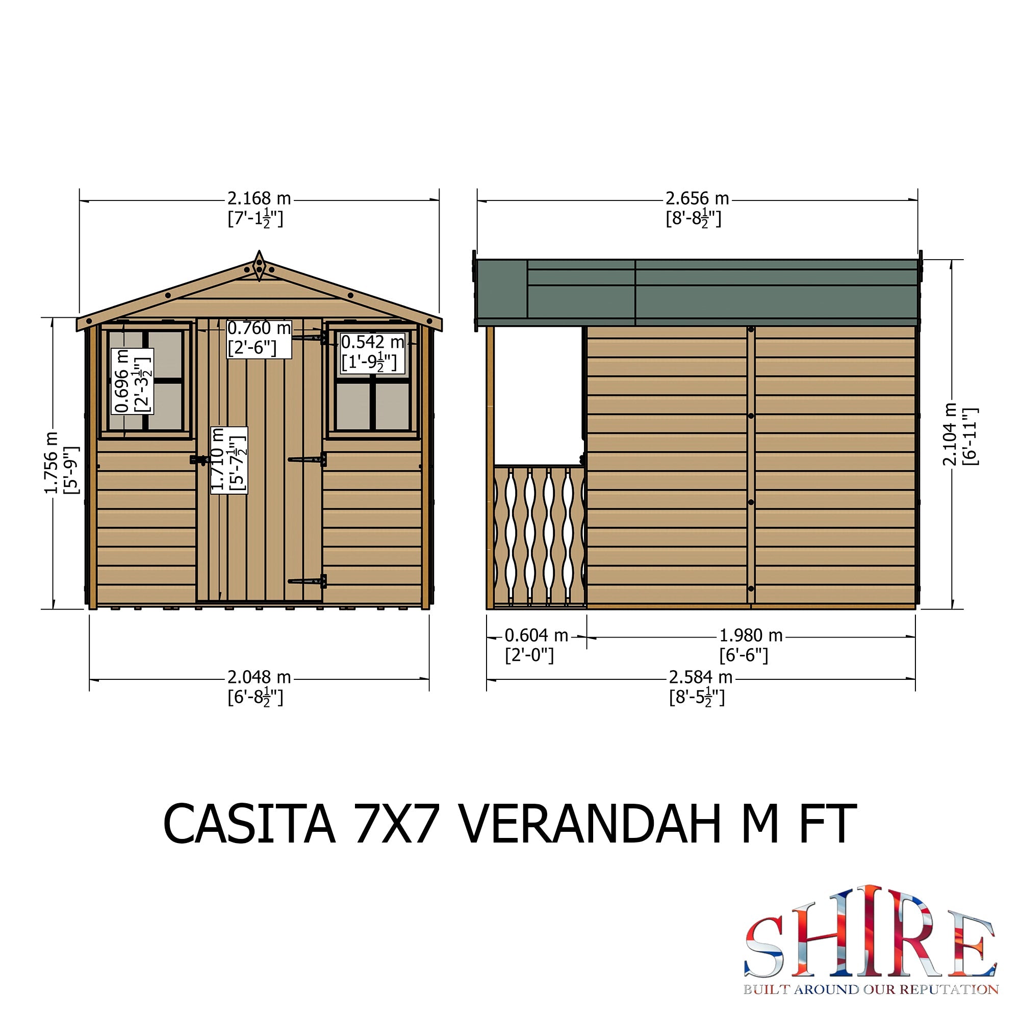 Shire Casita 9ft x 7ft Garden Shed with Veranda - Image 7