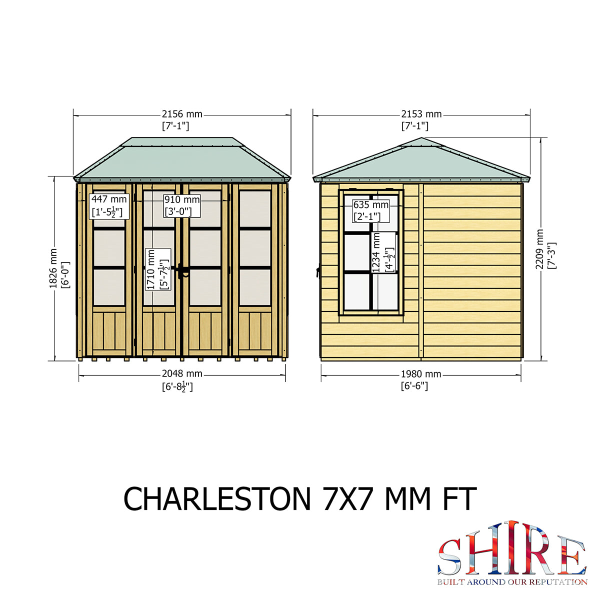Shire Charleston 7ft x 7ft Summerhouse - Image 5