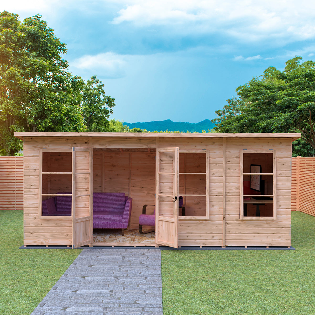 Shire Peony 8ft x 6ft Pent Summerhouse - Image 4