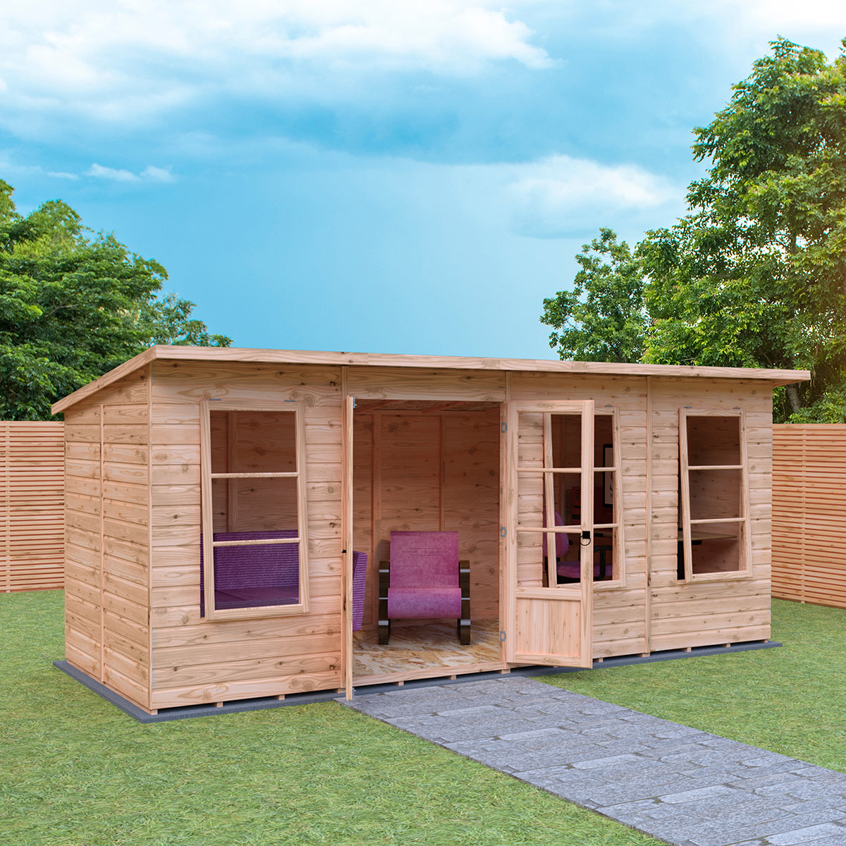 Shire Peony 8ft x 6ft Pent Summerhouse - Image 6
