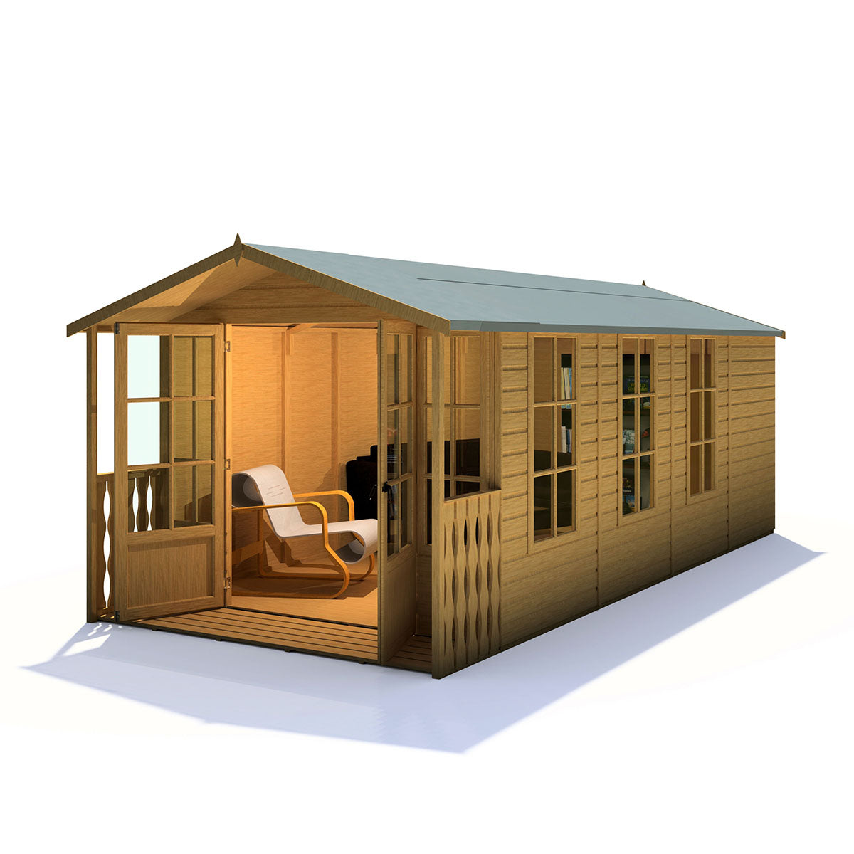 Shire Delmora 8ft x 18ft Summerhouse with Verandah - Image 3