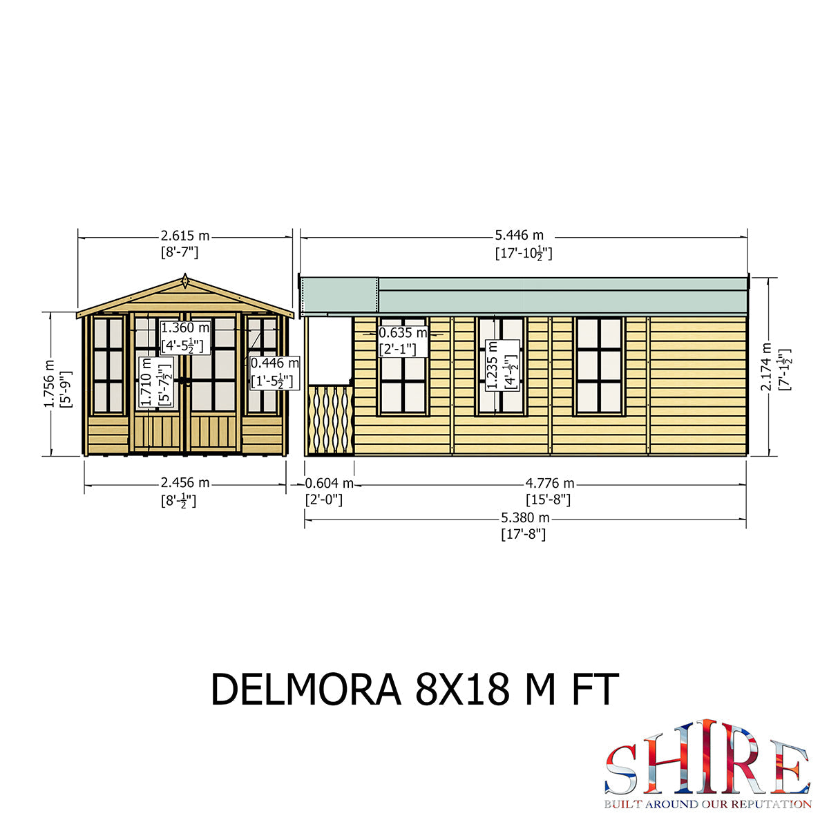 Shire Delmora 8ft x 18ft Summerhouse with Verandah - Image 8