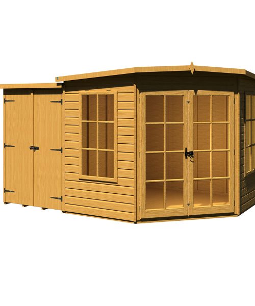 Shire Hampton 8ft x 12ft Summerhouse with Side Shed