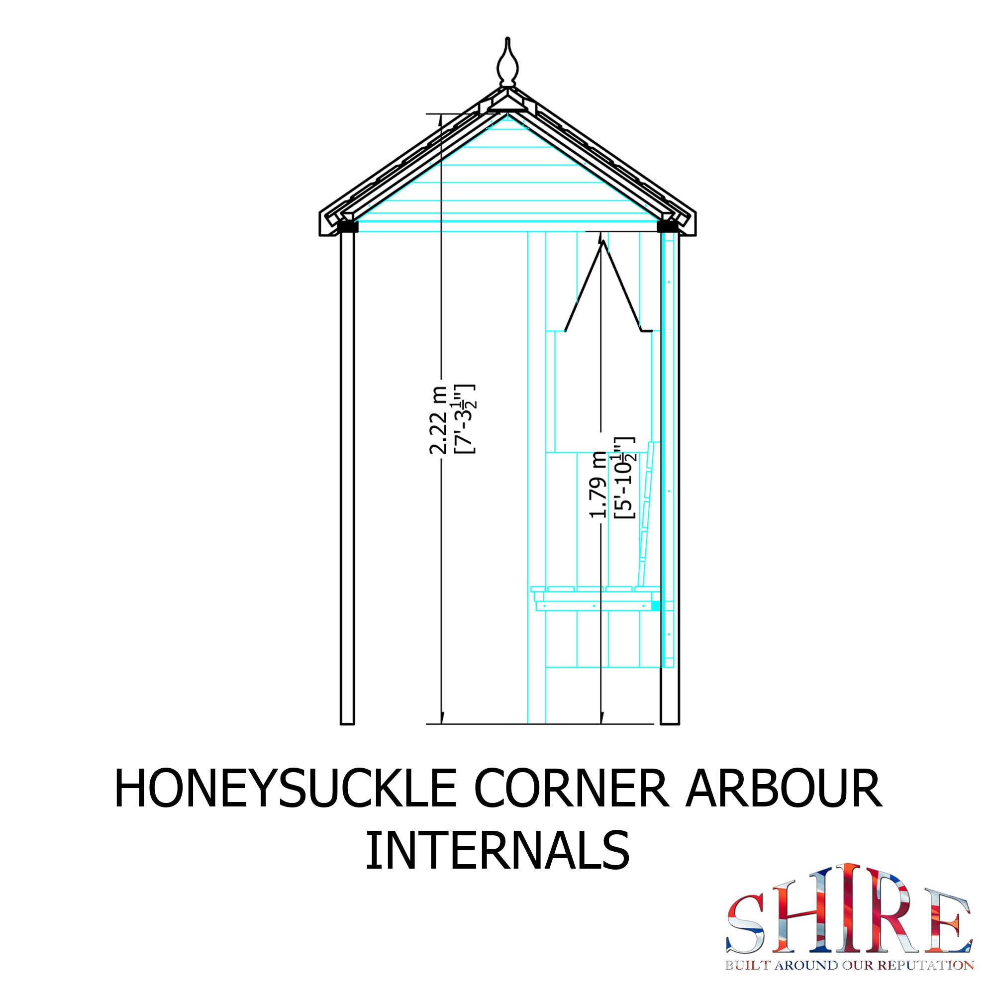 Shire Honeysuckle Corner Arbour 4ft x 4ft - Pressure Treated - Image 6