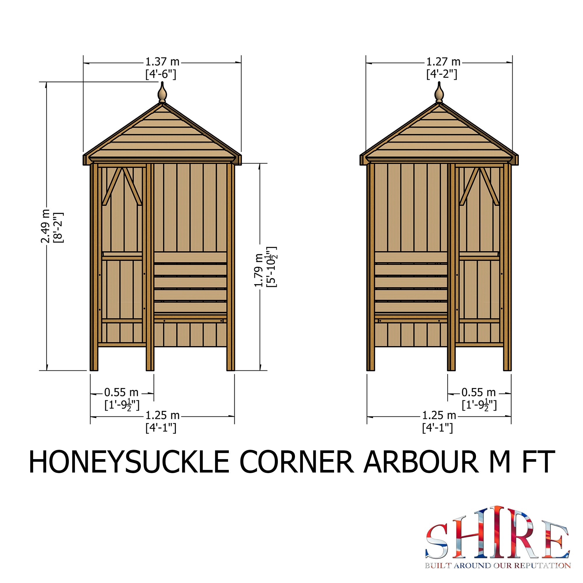Shire Honeysuckle Corner Arbour 4ft x 4ft - Pressure Treated - Image 7