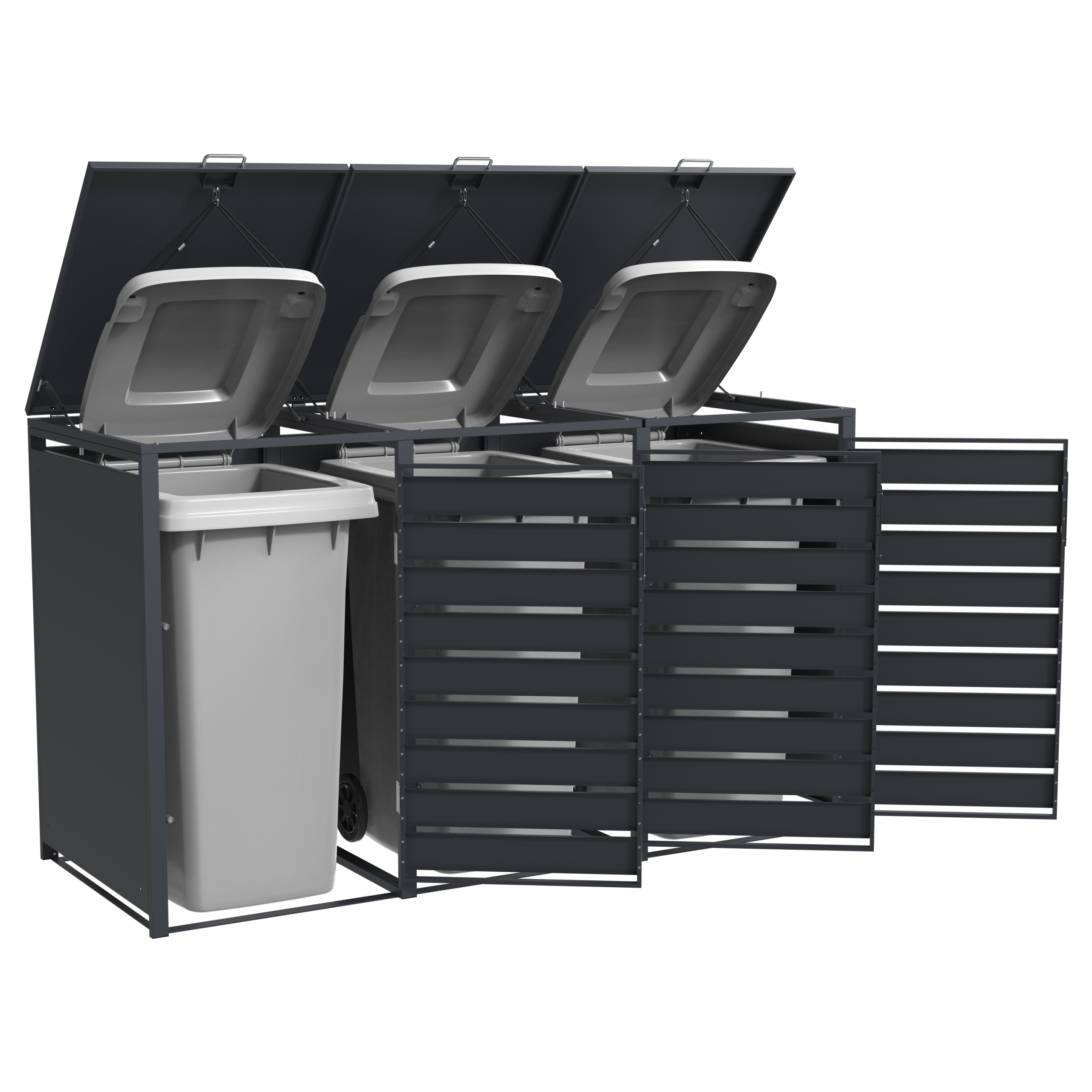 Triple Wheelie Bin Store by Garden Guard - Premium Range Storage in Anthracite Grey - Image 5