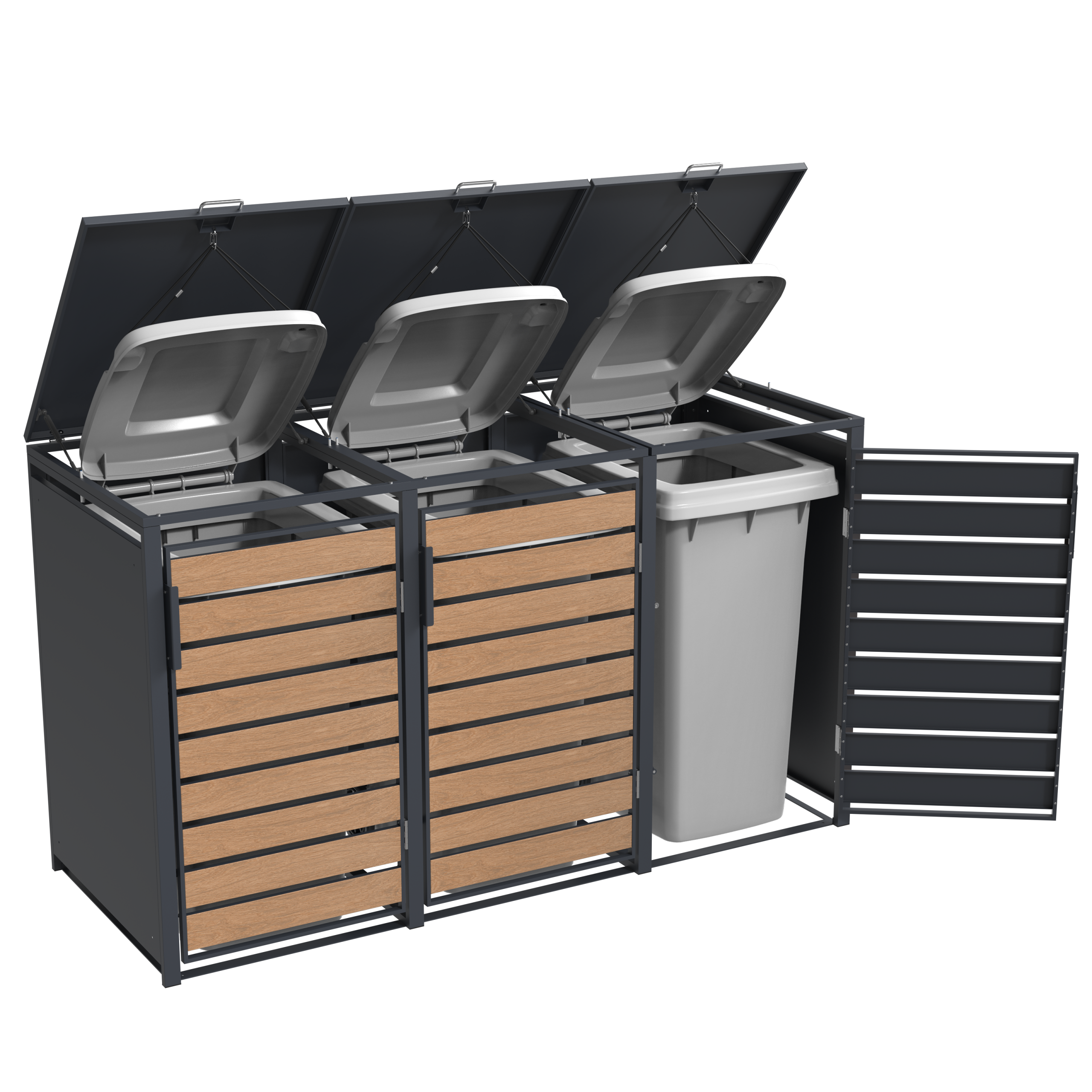 Triple Wheelie Bin Store by Garden Guard - Premium Range Storage in Wood Effect - Image 4