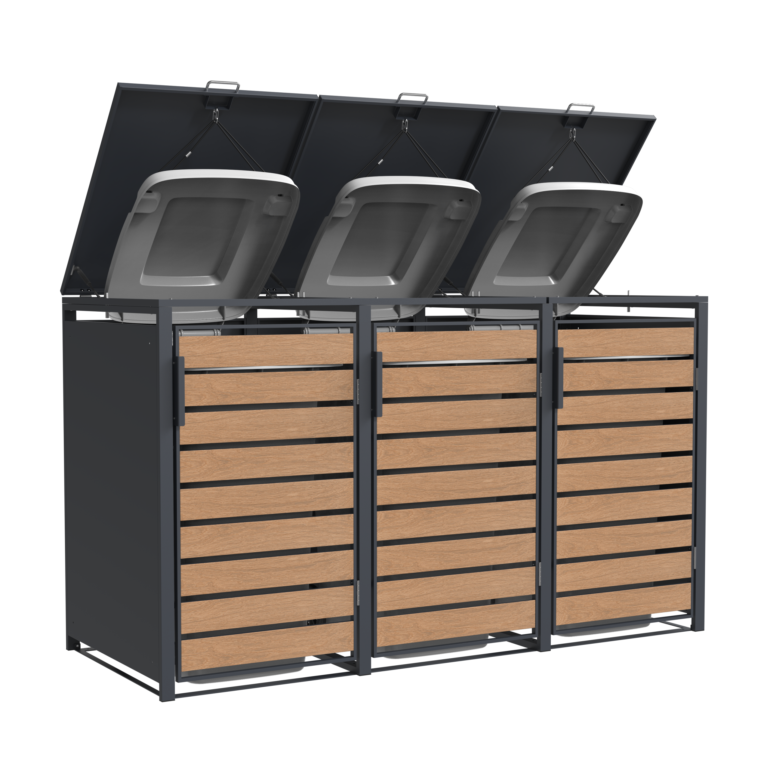 Triple Wheelie Bin Store by Garden Guard - Premium Range Storage in Wood Effect - Image 2