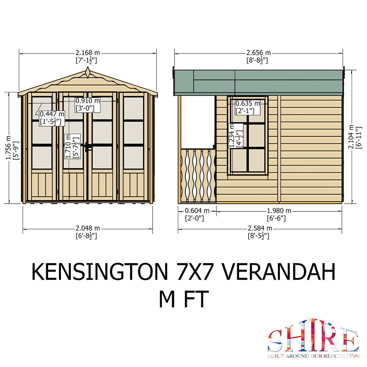 Shire Kensington 7ft x 7ft Summerhouse With Verandah - Image 9