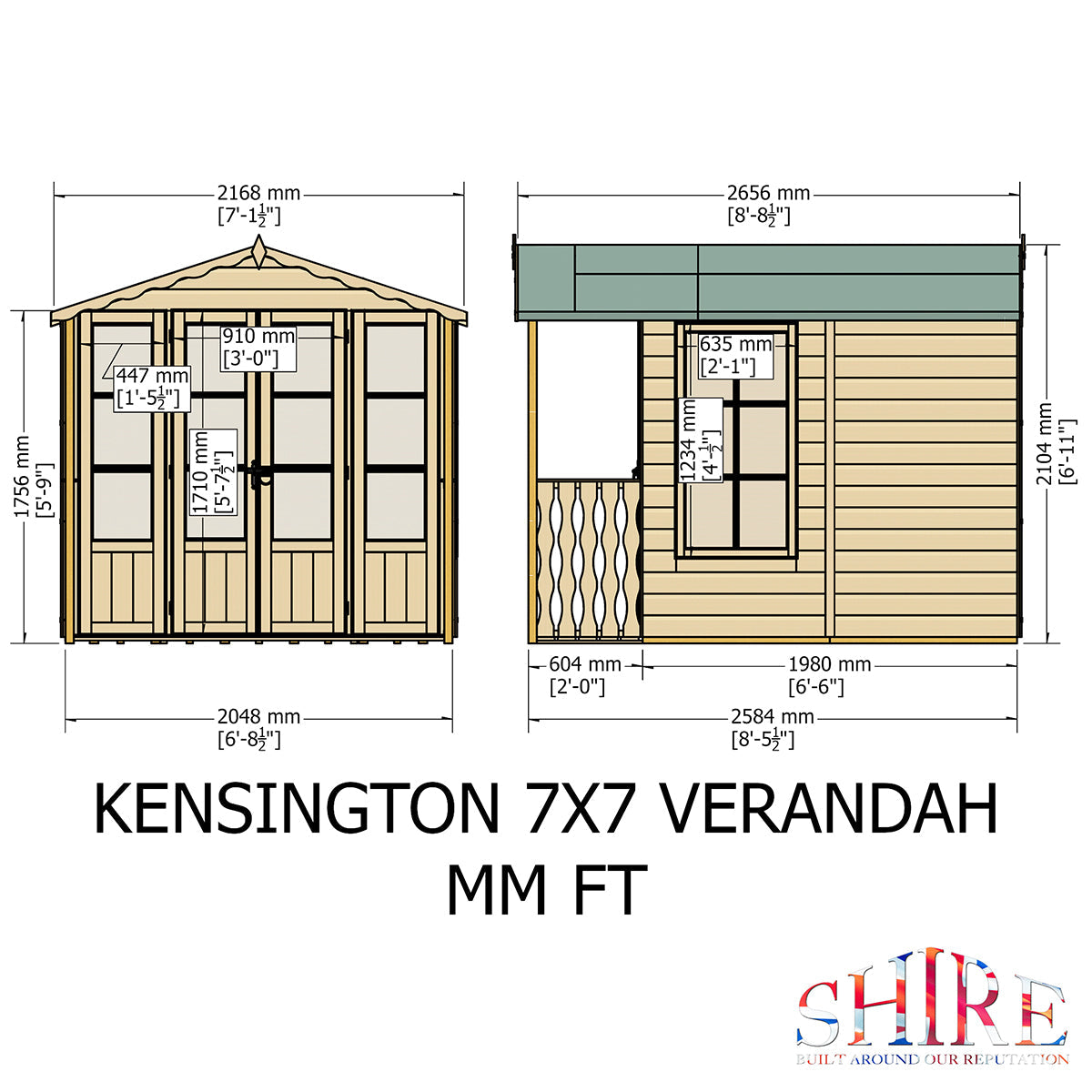 Shire Kensington 7ft x 7ft Summerhouse With Verandah - Image 8