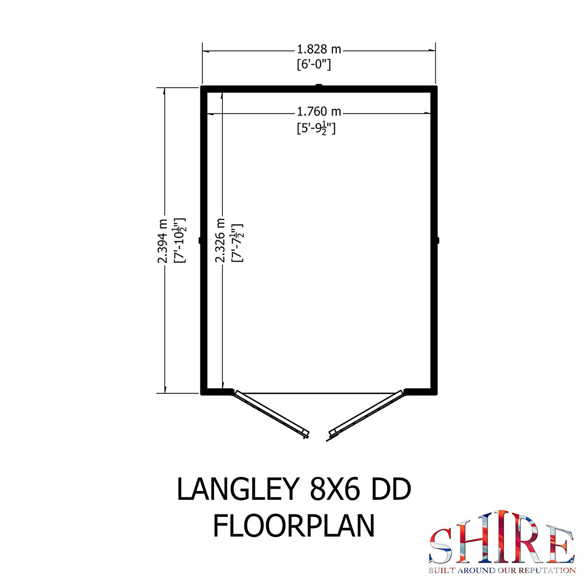 Shire Langley 8ft x 6ft Double Door Shiplap Shed NEW - Image 11
