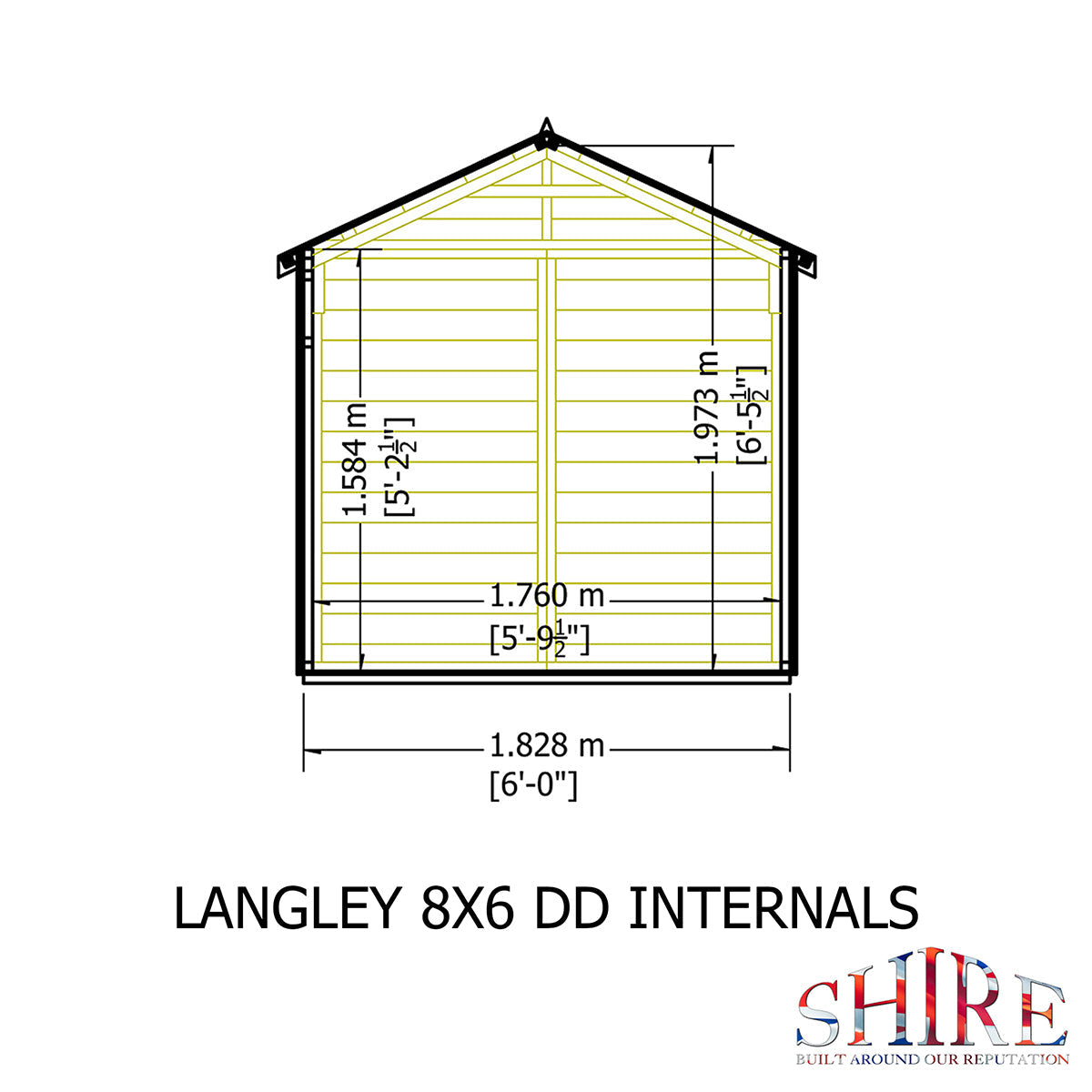 Shire Langley 8ft x 6ft Double Door Shiplap Shed NEW - Image 10