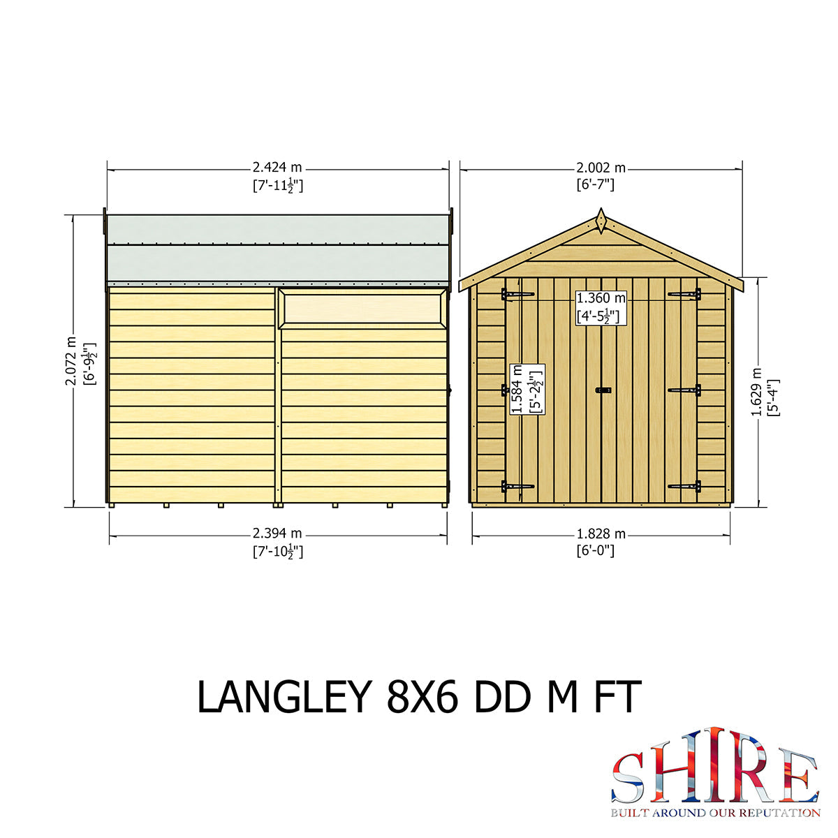 Shire Langley 8ft x 6ft Double Door Shiplap Shed NEW - Image 9