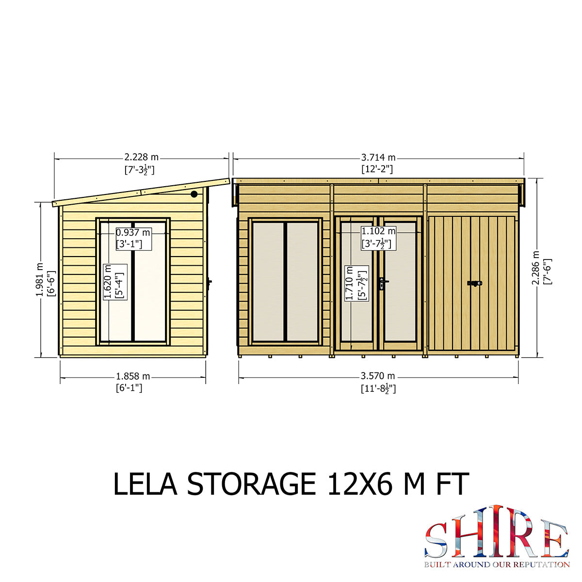Shire Lela 12ft x 6ft Summerhouse with Storage - Image 9