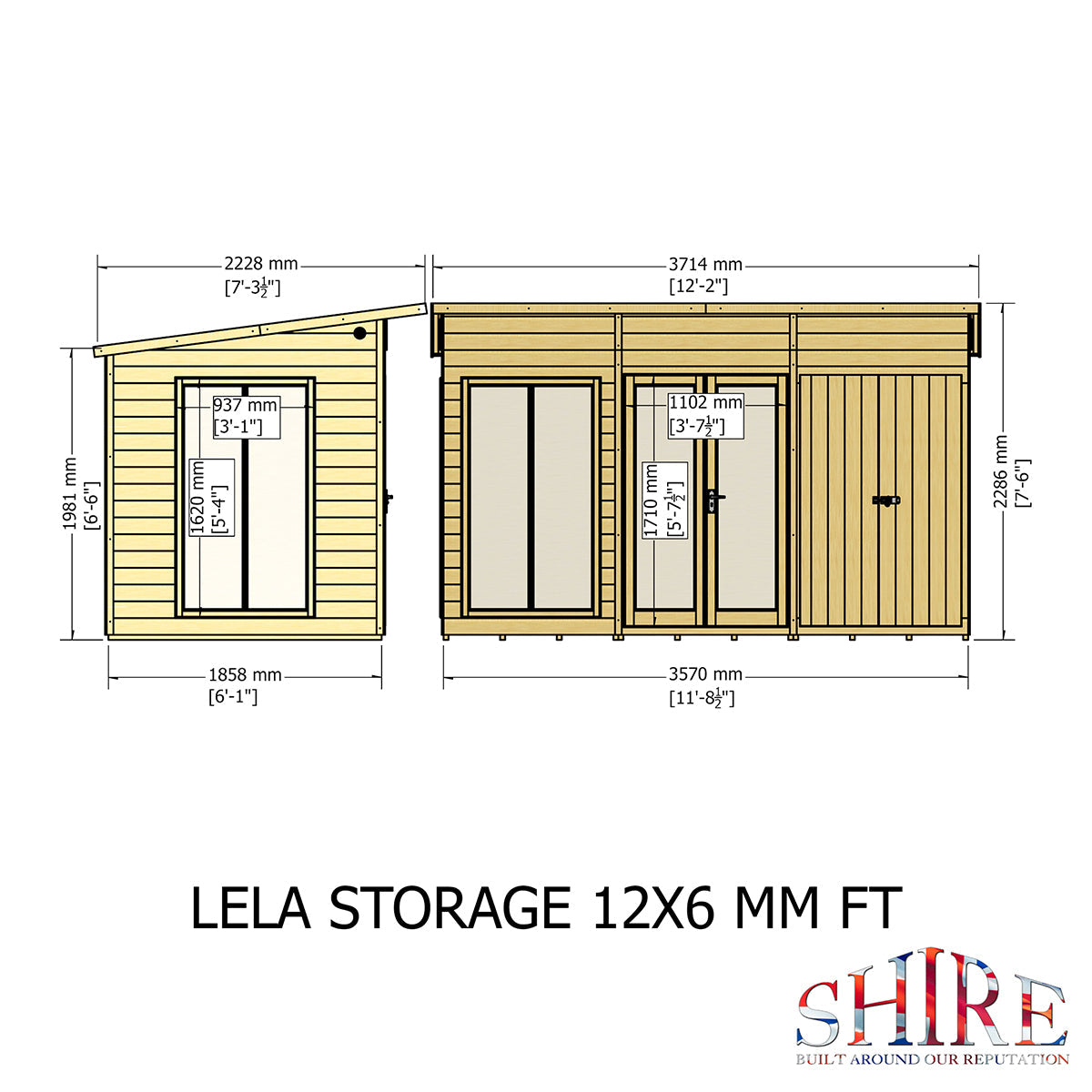 Shire Lela 12ft x 6ft Summerhouse with Storage - Image 8
