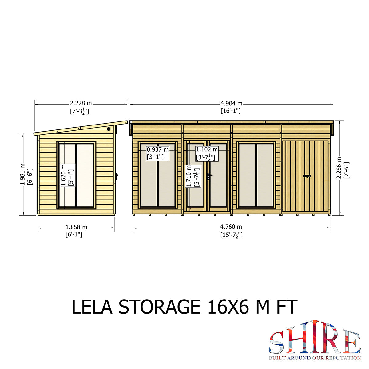 Shire Lela 16ft x 6ft Summerhouse with Storage - Image 10