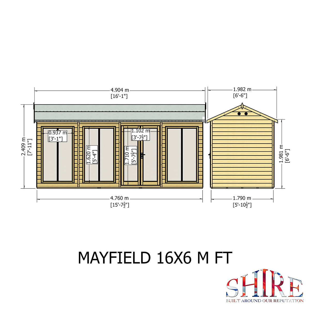 Shire Mayfield 16ft x 6ft Summerhouse - Image 9