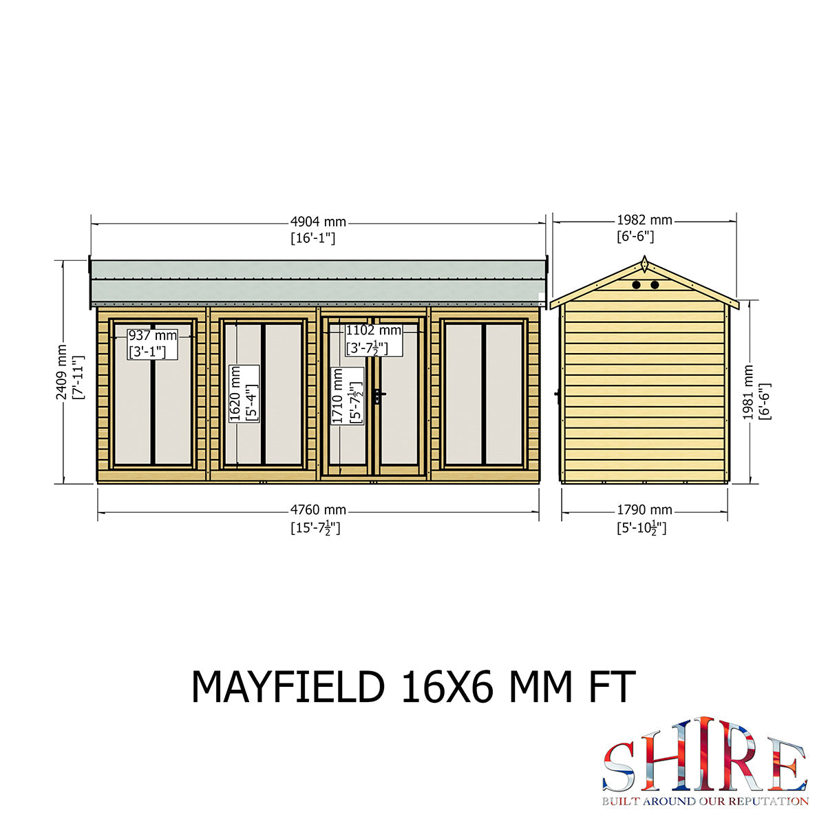 Shire Mayfield 16ft x 6ft Summerhouse - Image 8
