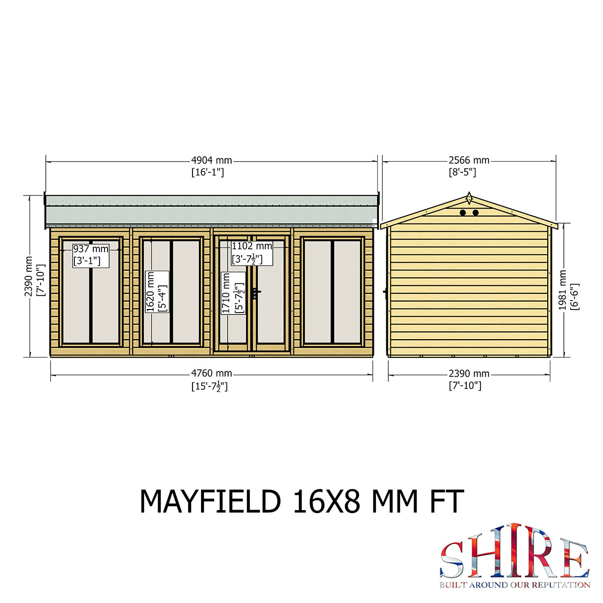 Shire Mayfield 16ft x 8ft Summerhouse - Image 8