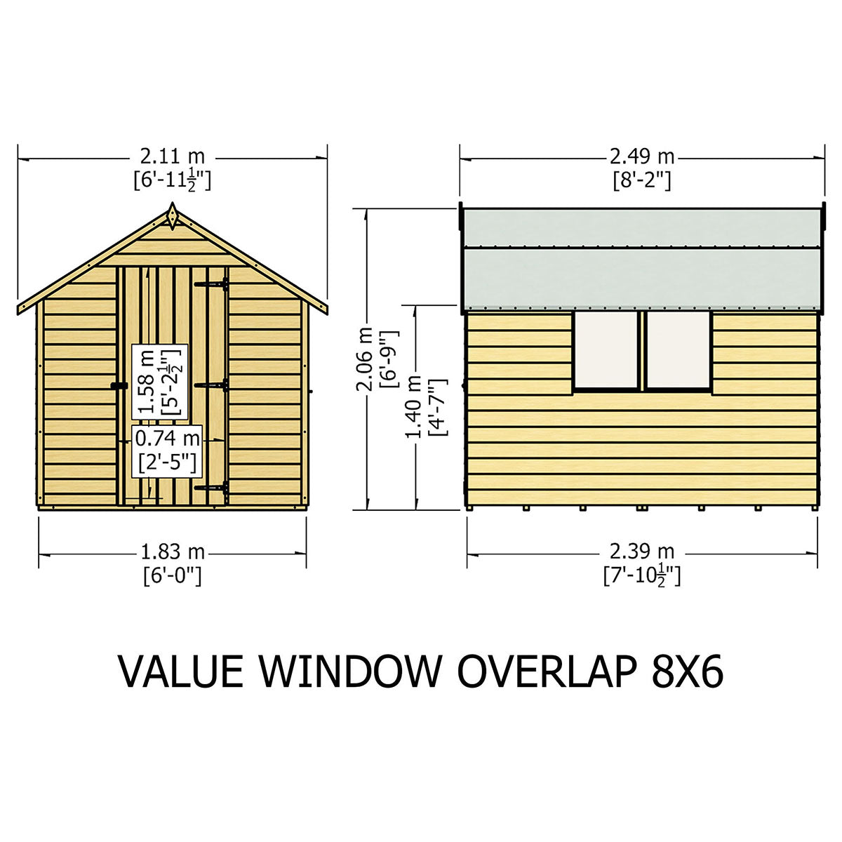Shire Garden Value Overlap 8ft x 6ft Pressure Treated Shed with window - Image 11
