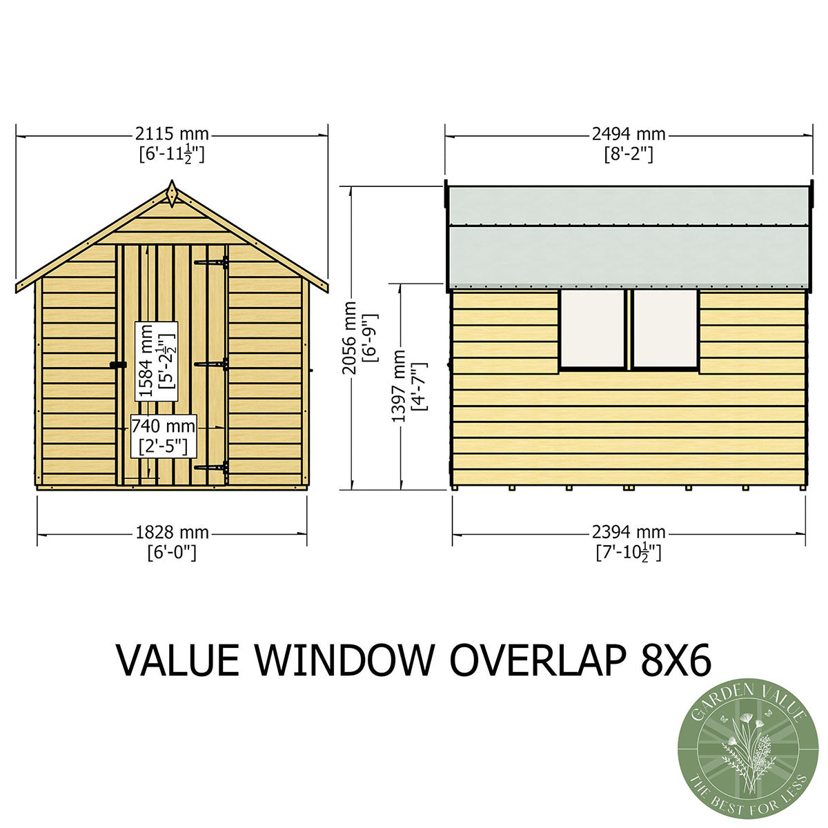Shire Garden Value Overlap 8ft x 6ft Shed with Window - Image 10