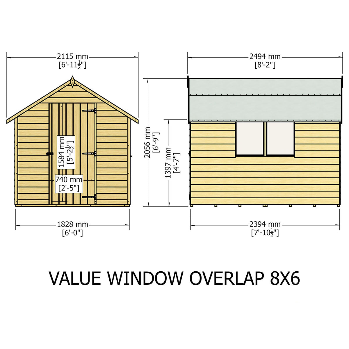 Shire Garden Value Overlap 8ft x 6ft Pressure Treated Shed with window - Image 10