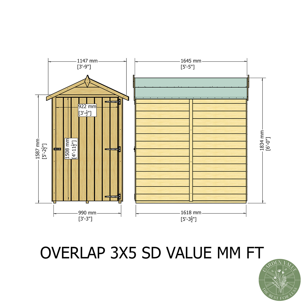 Shire Garden Value Overlap 3ft x 5ft Shed - Image 11