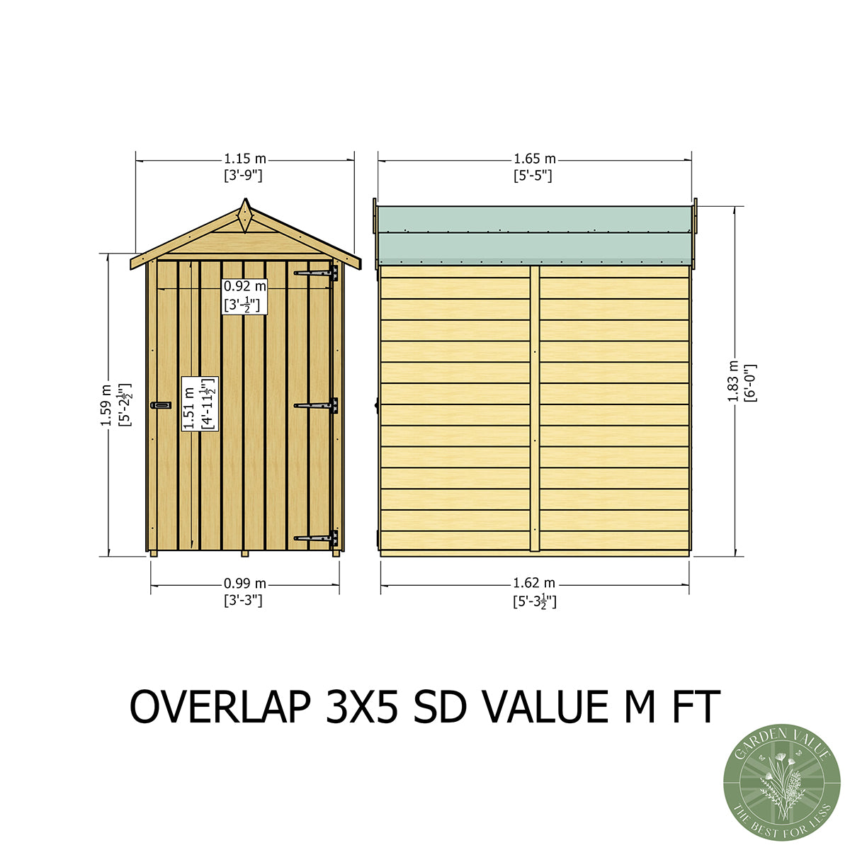 Shire Garden Value Overlap 3ft x 5ft Shed - Image 10