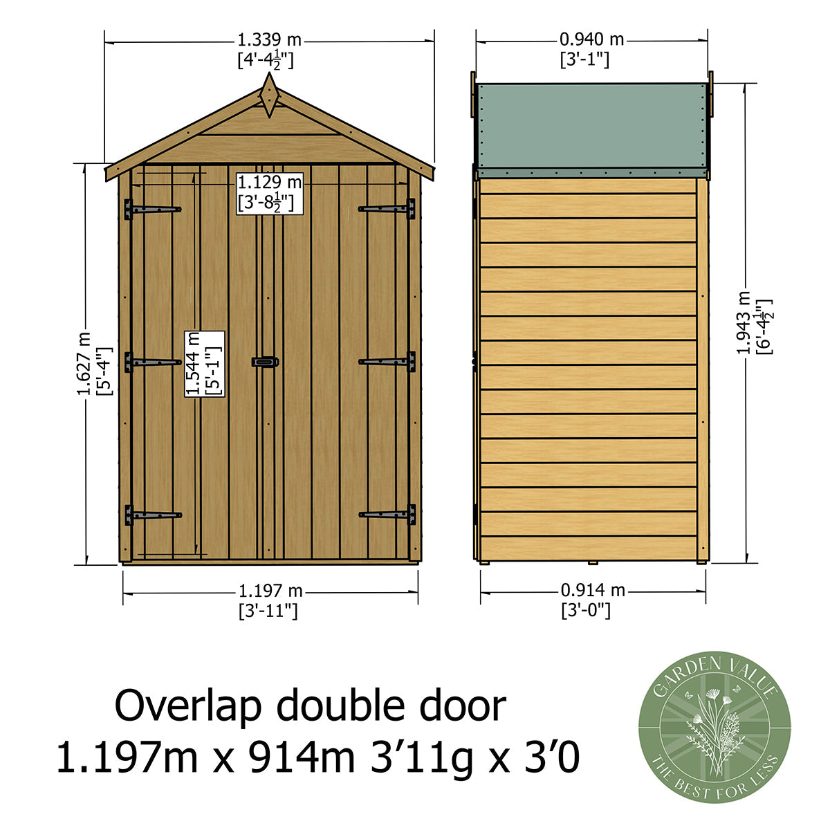 Shire Garden Value Overlap 4ft x 3ft Pressure Treated Shed - Image 9