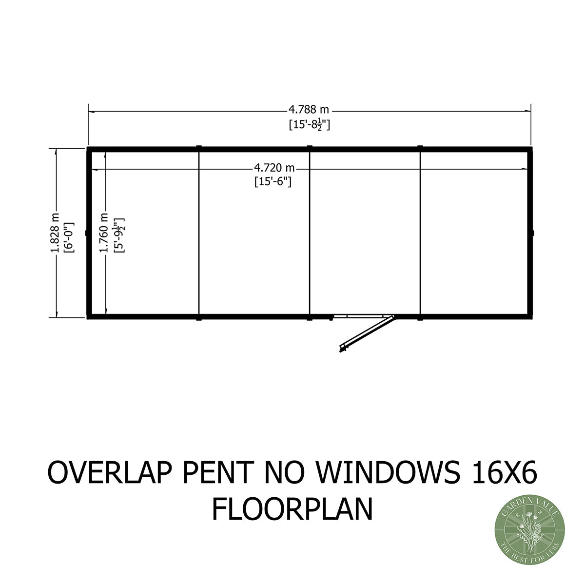 Shire NEW Garden Value 16ft x 6ft Overlap Pent Shed - Image 8