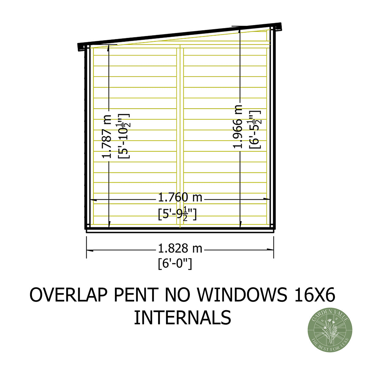 Shire NEW Garden Value 16ft x 6ft Overlap Pent Shed - Image 7