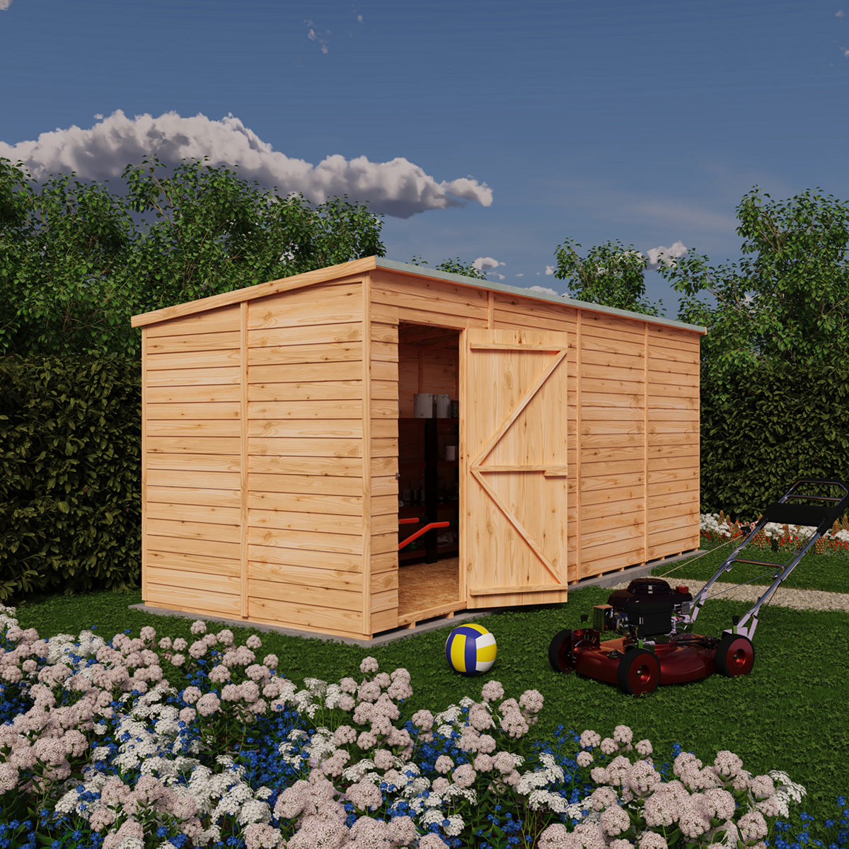 Shire NEW Garden Value 16ft x 6ft Overlap Pent Shed - Image 3