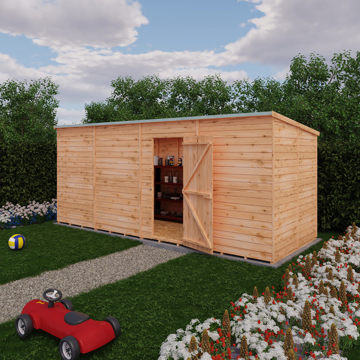 Shire NEW Garden Value 16ft x 6ft Overlap Pent Shed - Image 2