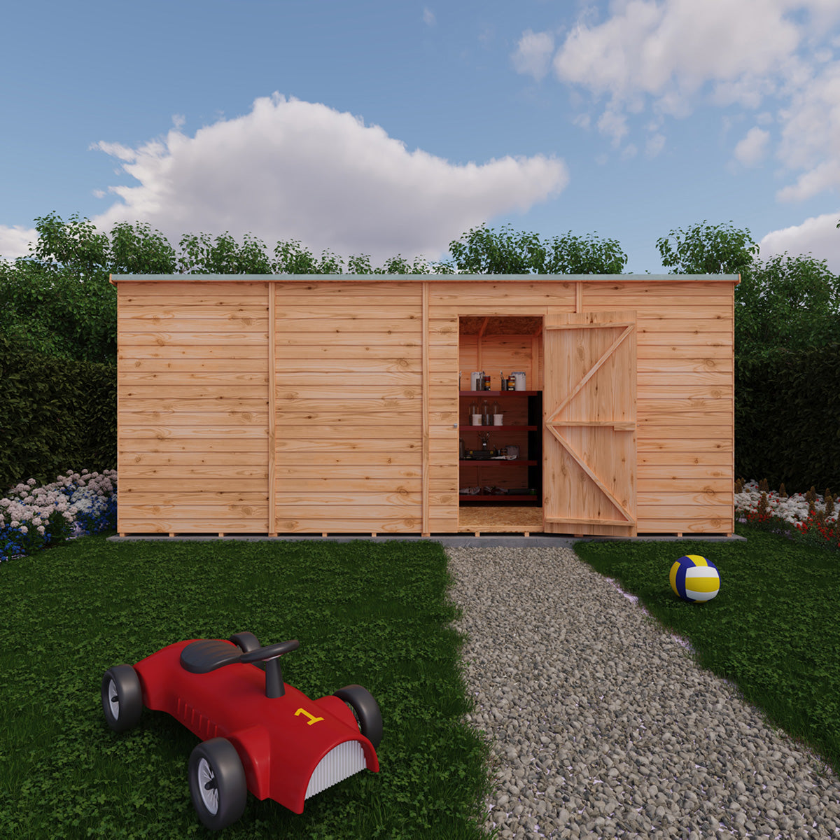 Shire NEW Garden Value 16ft x 6ft Overlap Pent Shed - Image 5